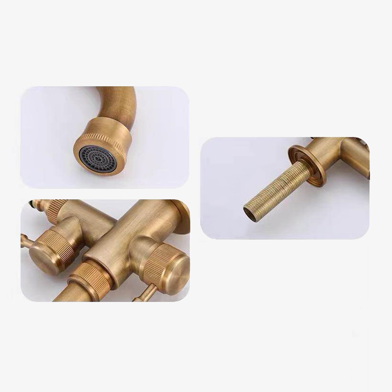 Grifo Exterior Resistente A Las Heladas Giratorio De 360° Grifo Lavadora Doble Salida De 1/2 Pulgada Solo Agua Fría Doble Manija,Antigüedad