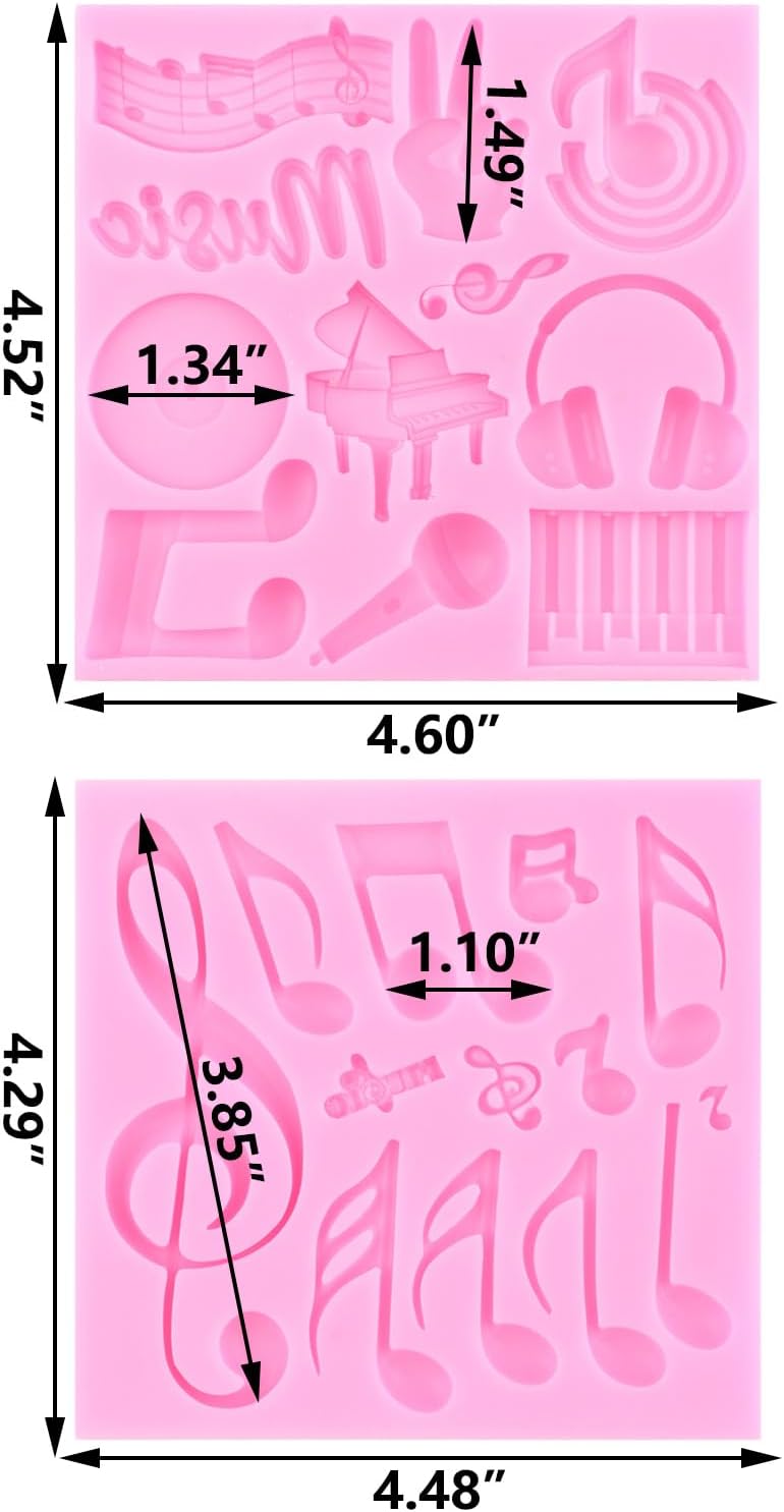 ZiXiang Music Theme Fondant Mold Musical Notes Piano Silicone Mold Set of 2