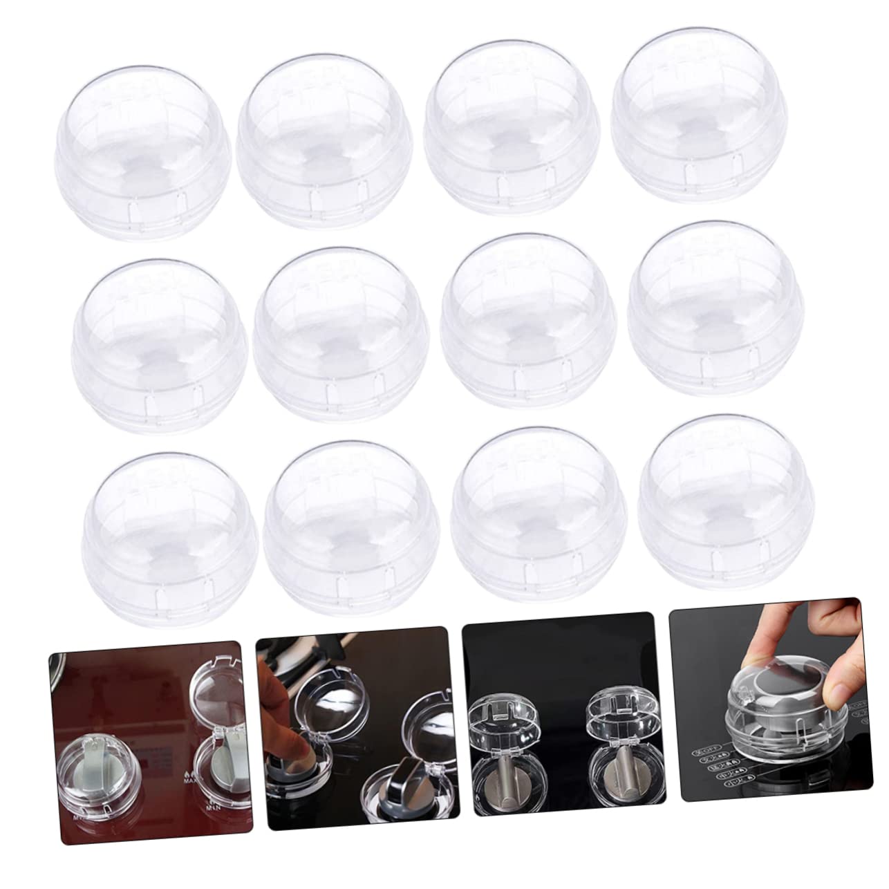 Toyvian 12Pcs Gas Stove Knob Covers for Child Safety Heat Resistant Baby Proof Knob Protectors Easy Install Natural Gas Stove Safety Covers Home Accessories for Boys and Girls