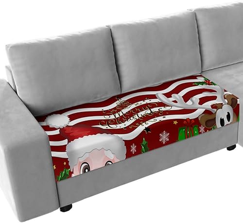 Miniatura 8 de Fundas de cojín para sofá de Navidad, funda elástica para sofá con parte inferior elástica, diseño de árbol de Navidad rosa con copos de nieve,