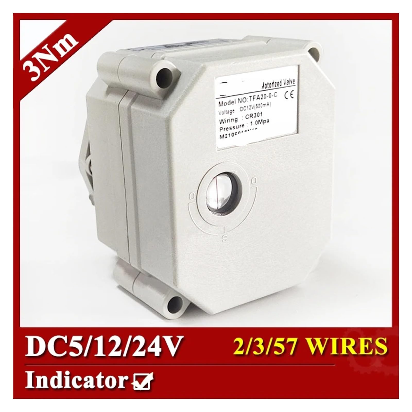 Dc5/12/24V elektryczna głowica napędzana zaworem 2/3/57 przewodów automatyczny siłownik sterujący ze wskaźnikiem położenia i sprzężeniem zwrotnym sygnału