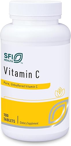 Klaire Labs SFI Health Vitamina C - 1000 miligramos de ácido L-ascórbico en tabletas recubiertas para proteger de la oxidación (100 tabletas)