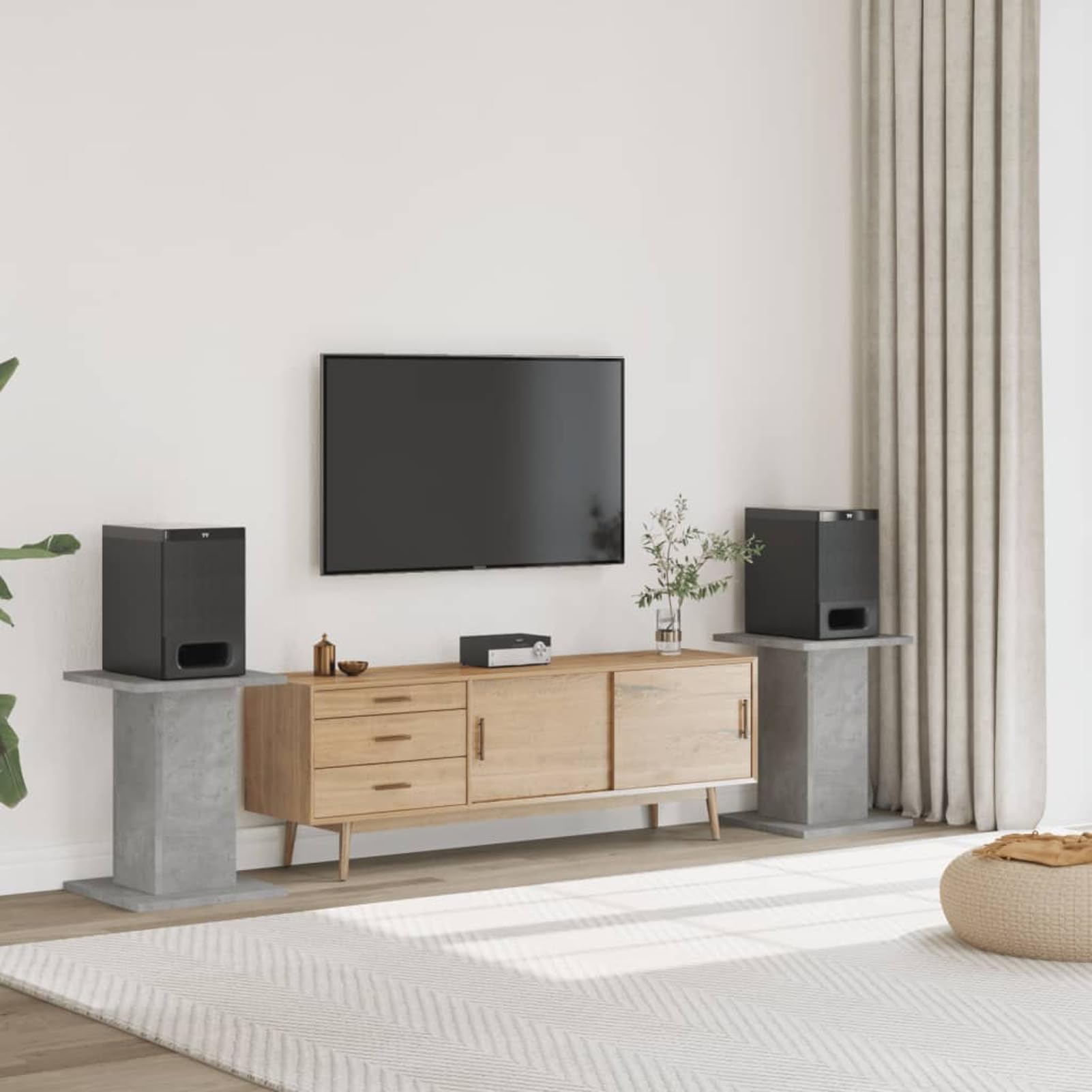 Supporti Altoparlanti 2 pz Grigio 30x30x40 cm Legno Multistrato,Stand per Altoparlanti,Supporto per Altoparlanti da Tavolo,Supporti Altoparlanti-852657