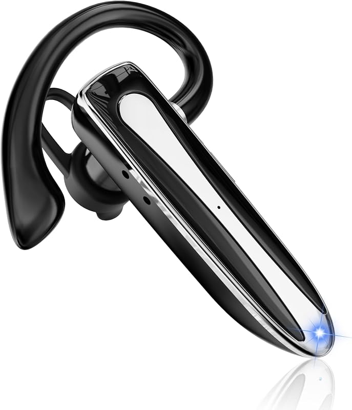 Bluetooth Earpiece V6.1, Wireless Handsfree Headset with Mic, CVC8.0 Noise Canceling for Calls Business Single-Ear Earphone, 24 Hrs Driving Headset for Android, iOS, Laptop, Office, Truck Driver