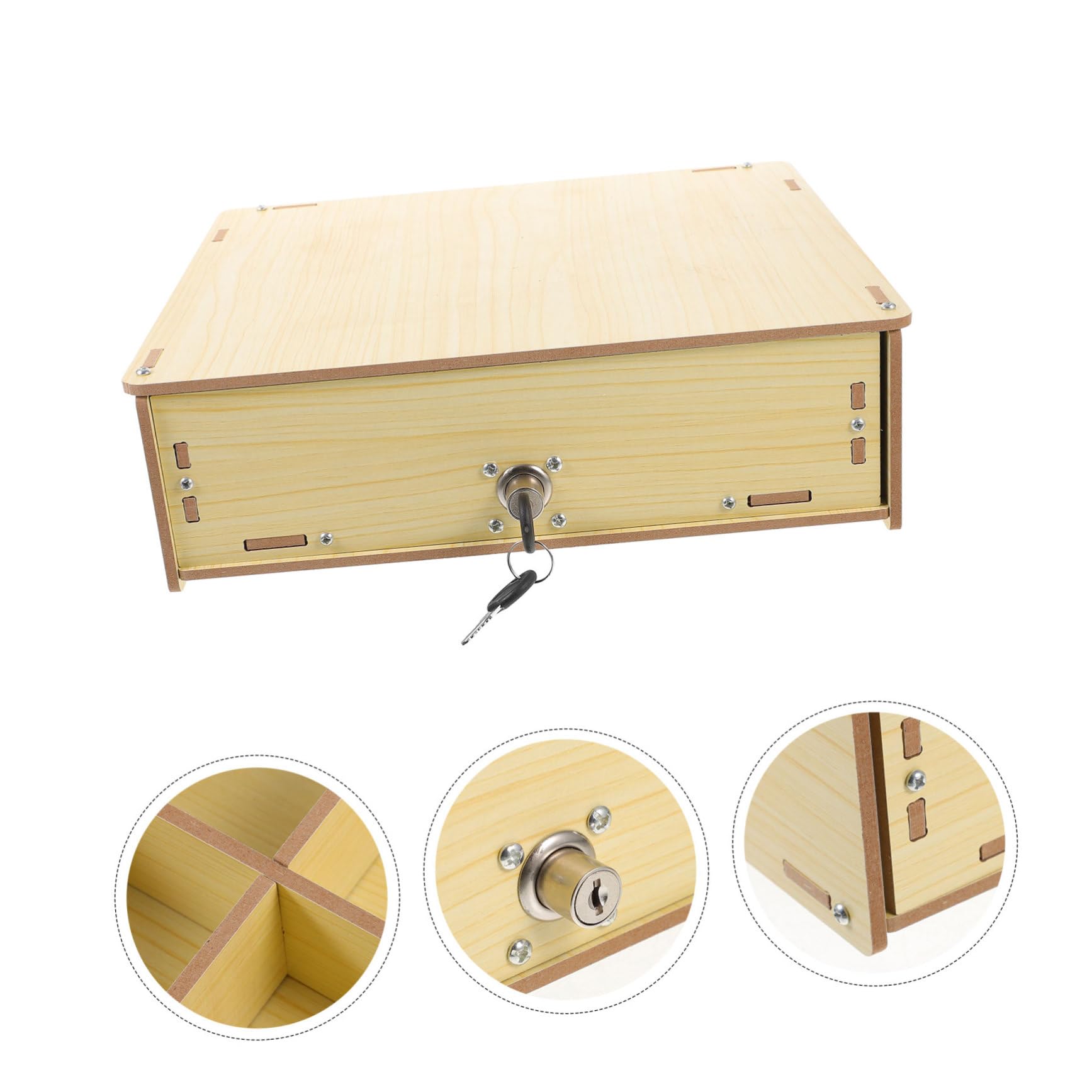 Angoily Organizador de Cajón de Multifuncional de Madera Oficina y Caja Registradora con Compartimentos Billetes y Monedas Supermercados y Tiendas