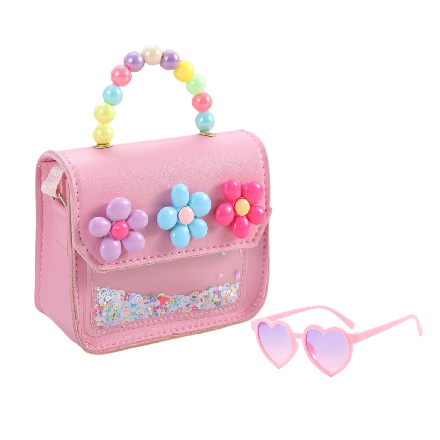 bendjoy Sling Bag for Girls with Pink Sunglasses, Cute Purse for Kids, Hand Bag for Girl, Lightweight Crossbody Bag, Pink Fashion Set for Birthday Gifts, Travel, Shopping and Daily Use-picture-50