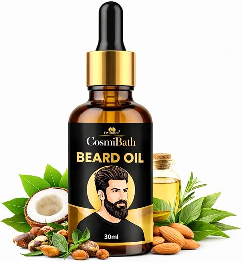 CosmiBath Luxury Beard Care Oil for Men, 30ml – Natural Botanical Blend for Beard Growth, Smoothness & Daily Grooming