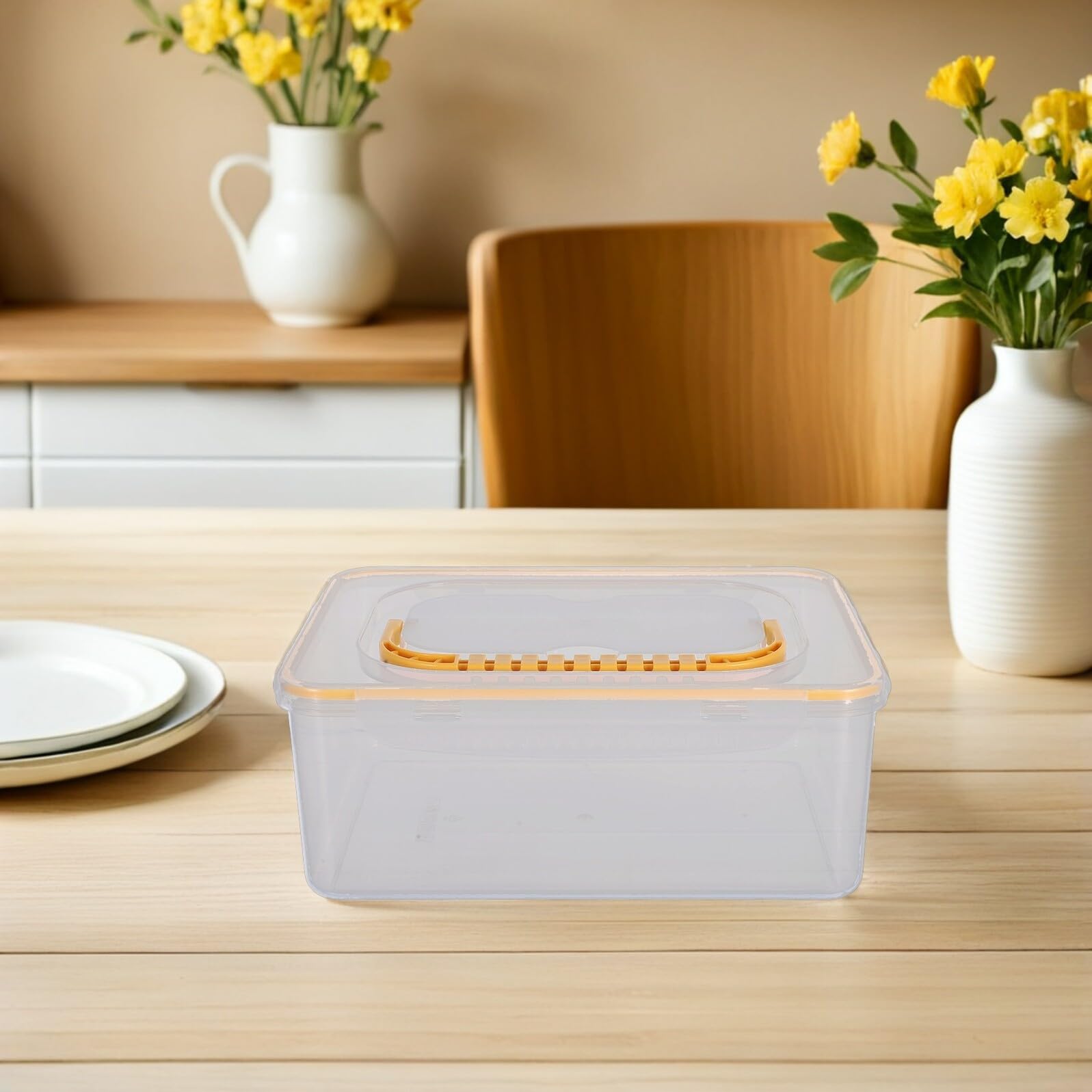 Amosfun Kunststoffbox Transparent mit Deckel und Griff Aufbewahrungsbox für Bänder und Stifte Tragbare Organizerbox für Bastelbedarf und Werkzeuge