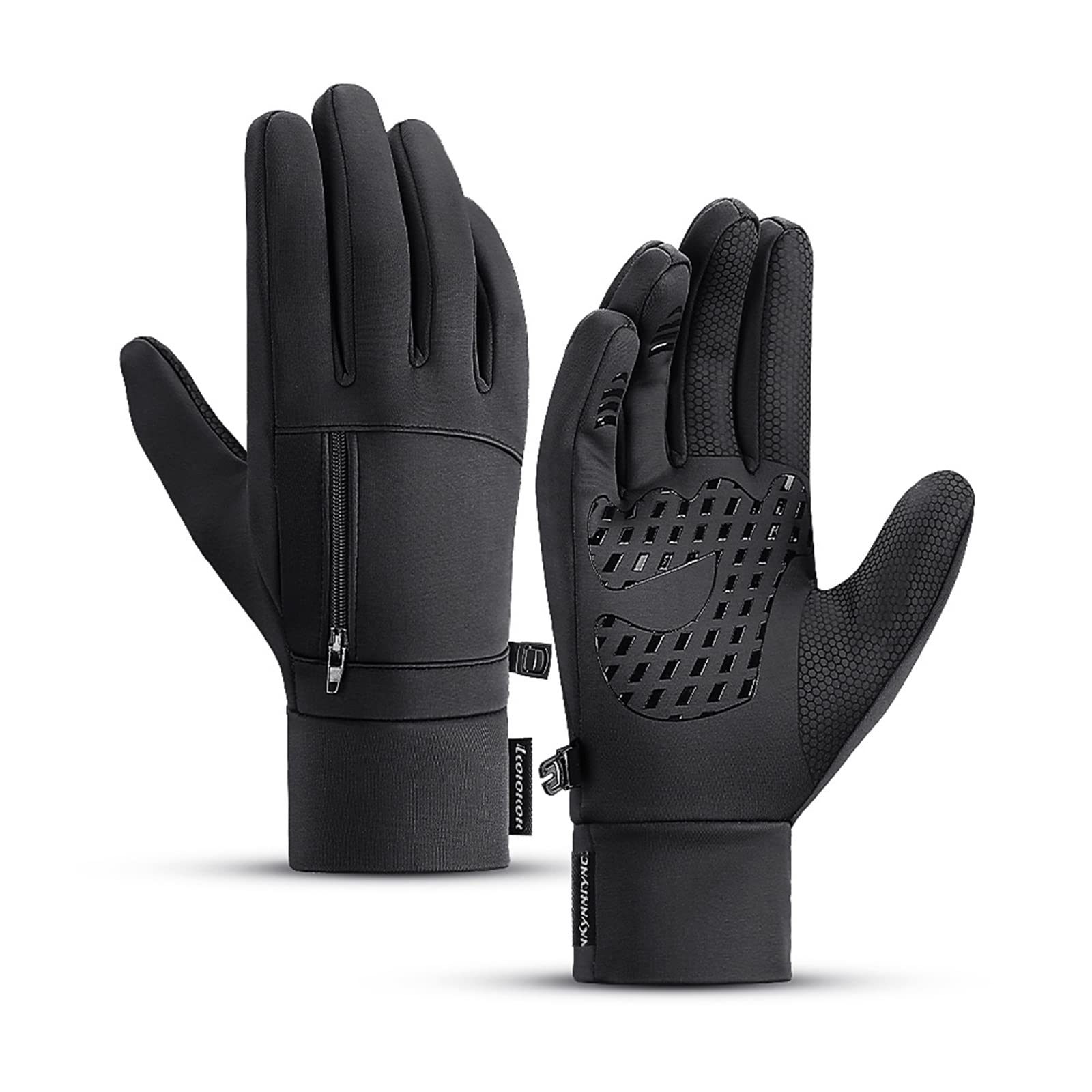 Guanti da Ciclismo Impermeabili Guanti in Pile Touch Screen in Silicone Antispruzzo Guanti Antiscivolo Caldi a Dita Intere con Tasche per Le Mani