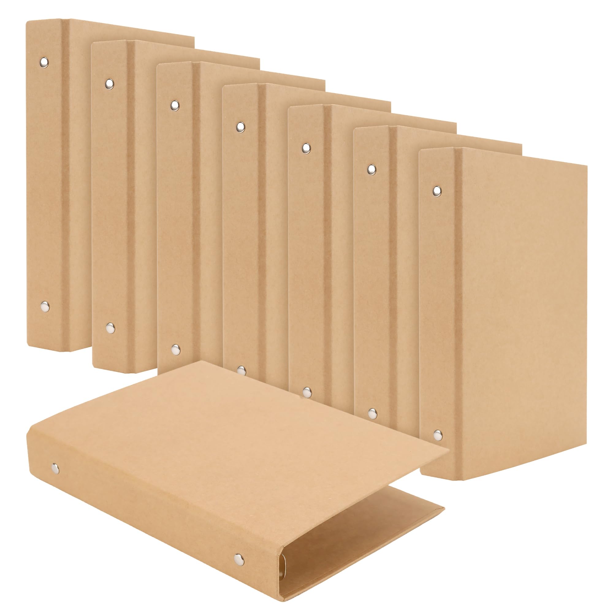 Lot de 8 classeurs A5 à 6 anneaux, papier kraft rechargeable, pour fournitures de bureau à domicile, 23,3 x 17,5 cm, marron