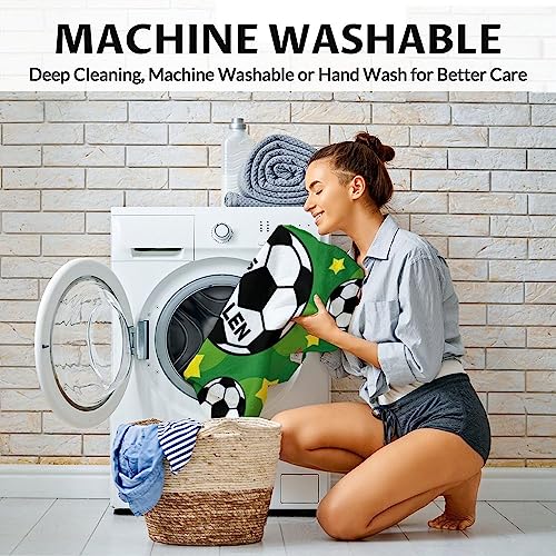 Mercuryelf Custom Soccer Blanket Gifts, 60"x80" Personalized Football Throw Blanket for Boys Mens, Cozy Lightweight Fleece Plush for Sofa Bed Room Decor