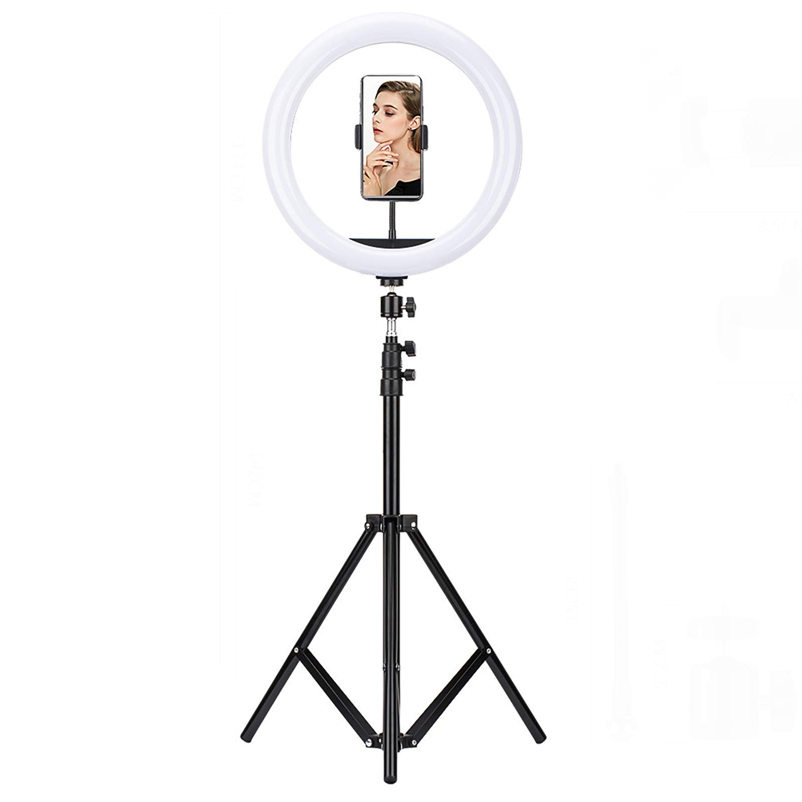 12 Pulgadas Luz del Anillo con 58" trípode, Anillo Regulable LED de luz con Soporte para teléfono rotativo, para Youtube, en Vivo, Grabación de vídeo, Maquillaje