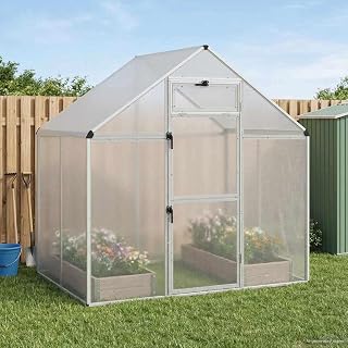 ACAGALA Große Vogelvoliere Außenvoliere für Vögel, Wetterfester Vogelkäfig mit verzinktem Drahtgeflecht, Outdoor Voliere Garten Vogelhaus mit Schloss, 181,5x112,5x173,5cm, Silber