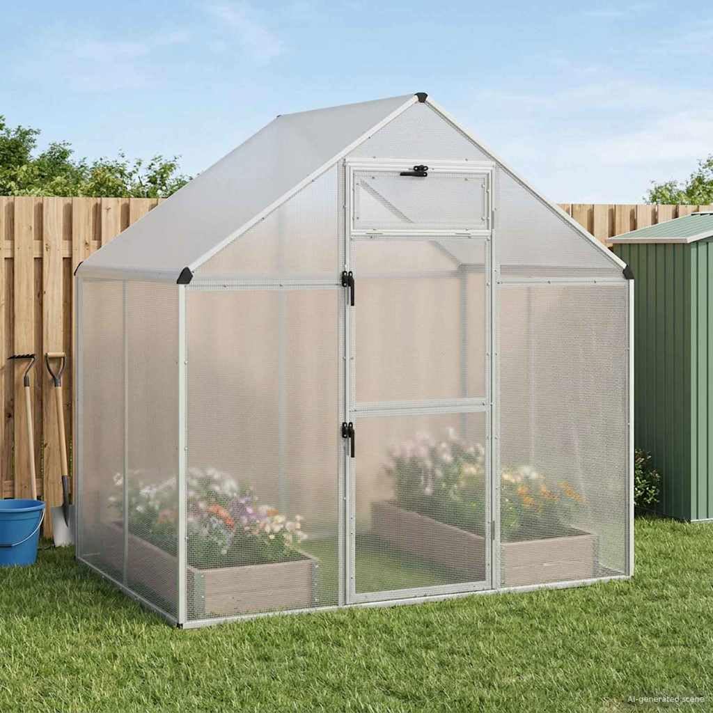 Mangloder Vogelkäfig Silber aus geschweißtem Drahtgewebe, Voliere 181,5 x 110,5 x 173,5 cm mit Schloss und Fenster, für Garten Balkon Außenbereich, Schutz für Wellensittich und Papagei
