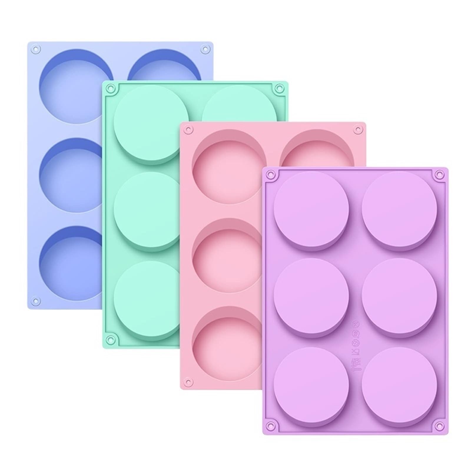 Juego de 4 moldes silicona for galletas, chocolate, jabón, pudín, gelatina, magdalenas y otros postres. Moldes cilíndricos antiadherentes Para Repostería Y Postres