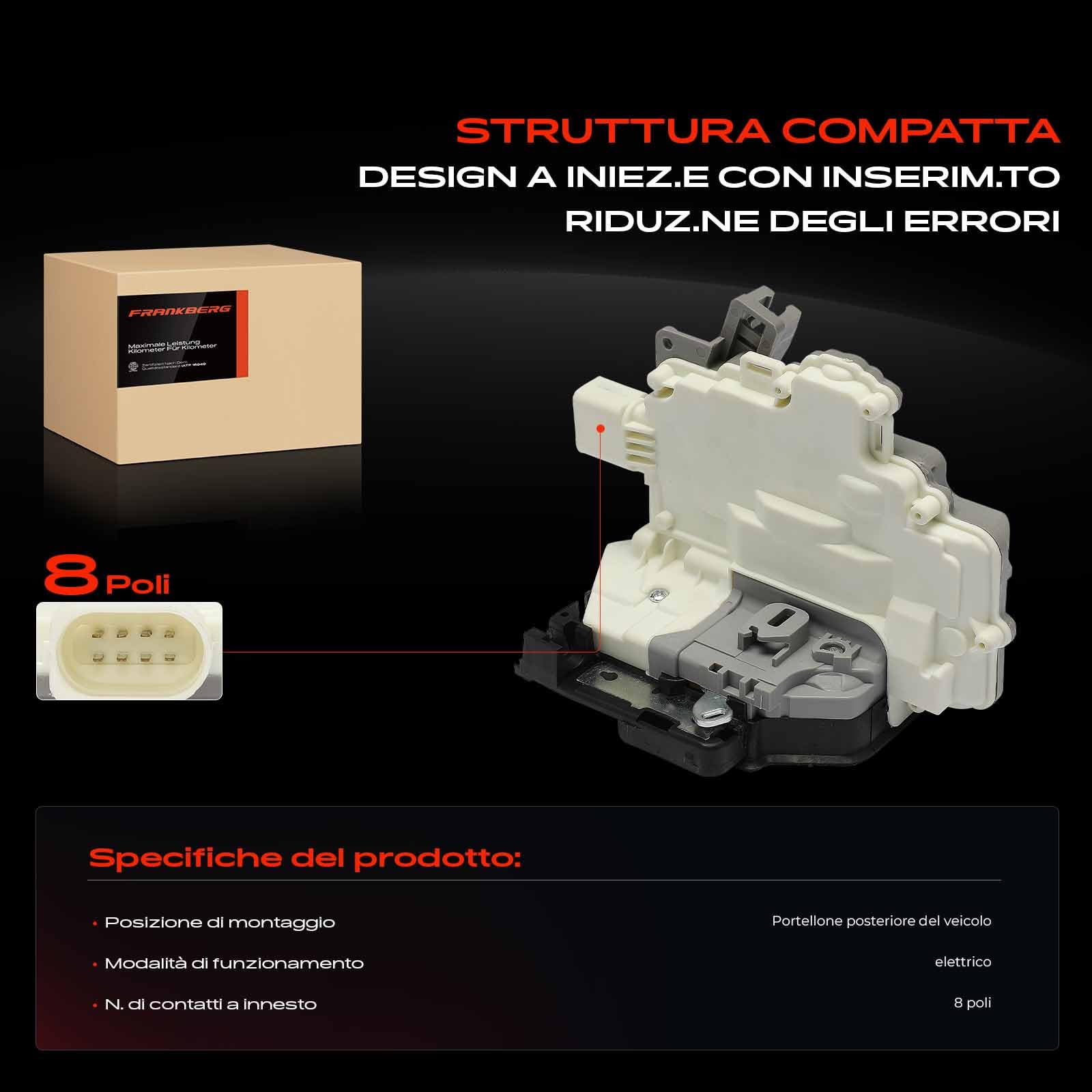 Frankberg Serratura porta serratura auto Posteriore sinistro | Compatibile con A4 Avant 8K5 Q3 8UB 8UG Q5 8RB A4 8K2 Q7 4LB Replace# 9A783911501