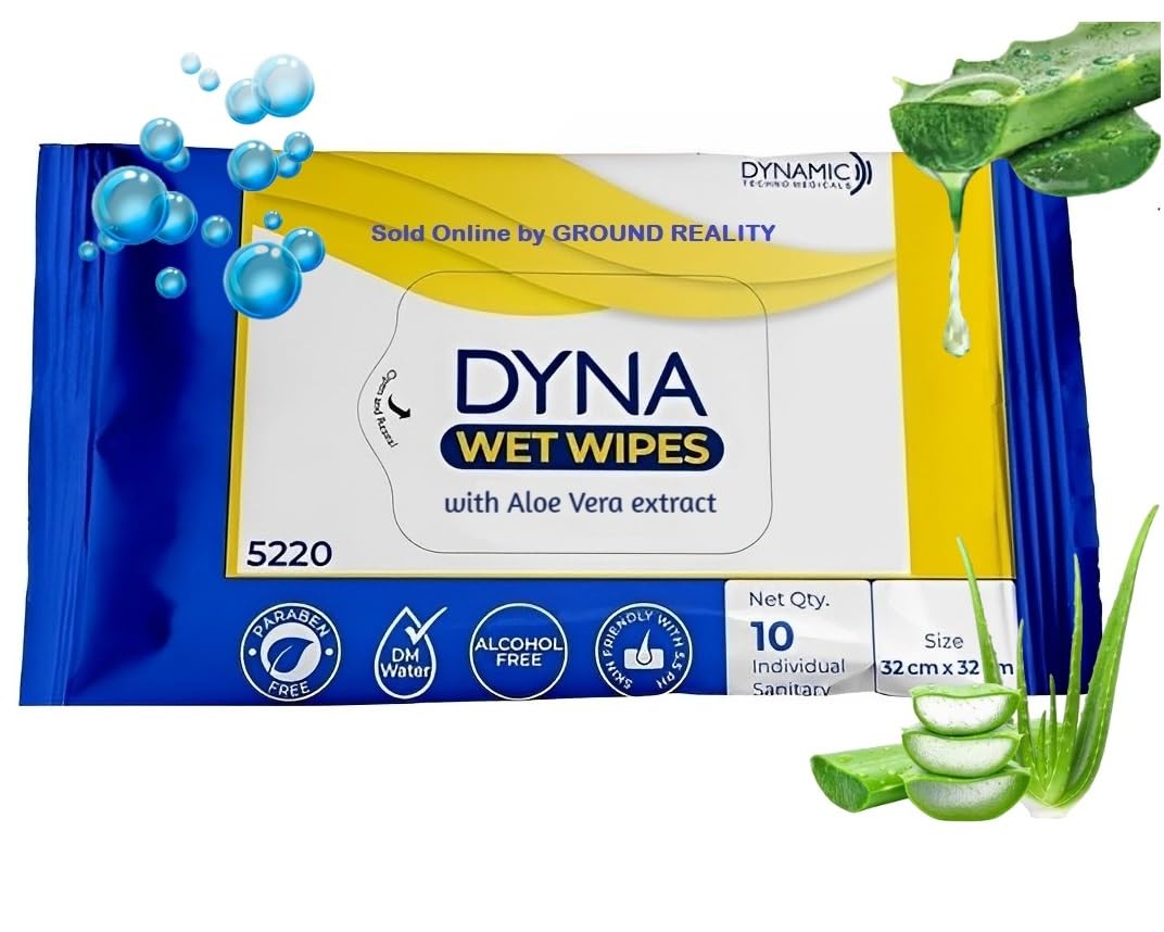 LUREME Dyna Pack of 1 Easy Bath Wet Wipes with Aloe Vera Extract. 32 x 32cms Wet Wipes for Adults, Patients, Baby Wipes. Moisturizing Sponge Bath. 10 Pulls/Pack- Microwaveable Easy Bath Wet Wipes