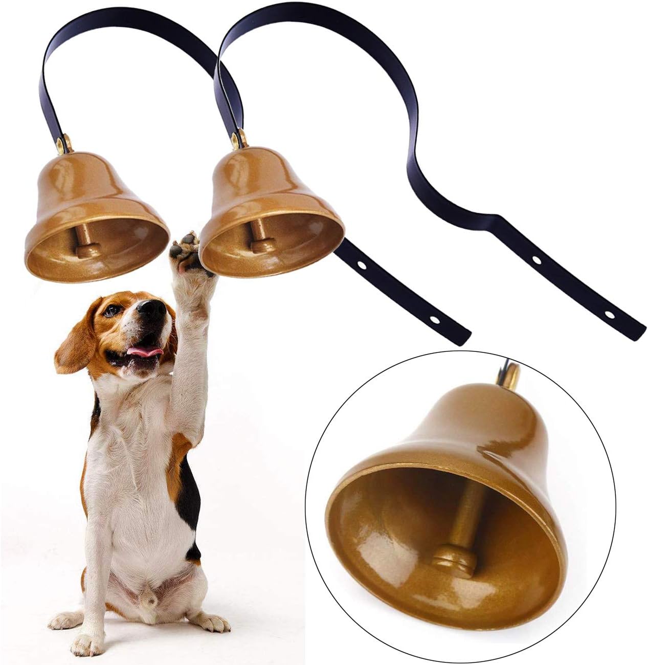Malier Tinkle Dog Bells, Set of 2 Dog Potty Training Bells, Dog Puppy Pet Door Bells, Hanging Durable Brass Doorbell for Potty Training…
