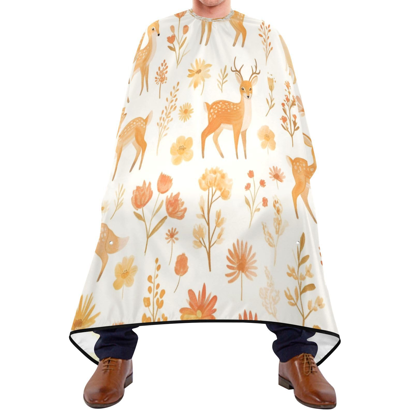 Kigai Deer Flowers Hair Cutting Cape for Men & Women Waterproof Barber Cape Professional Hairdressing Salon Styling Apron with Adjustable Closure Snap
