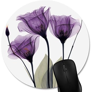 Amazon Com Knseva Round Mouse Pad Abstract Purple Flowers Lavender Hope Vintage Floral Sketch Art Circular Mouse Pads Custom Office Products