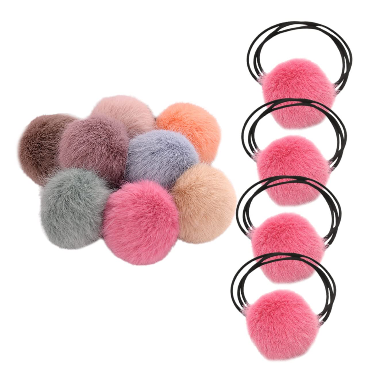 FRCOLOR 60 Piezas goma para el pelo con pompones hair band hair ties lazos para el cabello de las niñas Banda para el cabello de lazos para el cabello para niñas tocado de tela