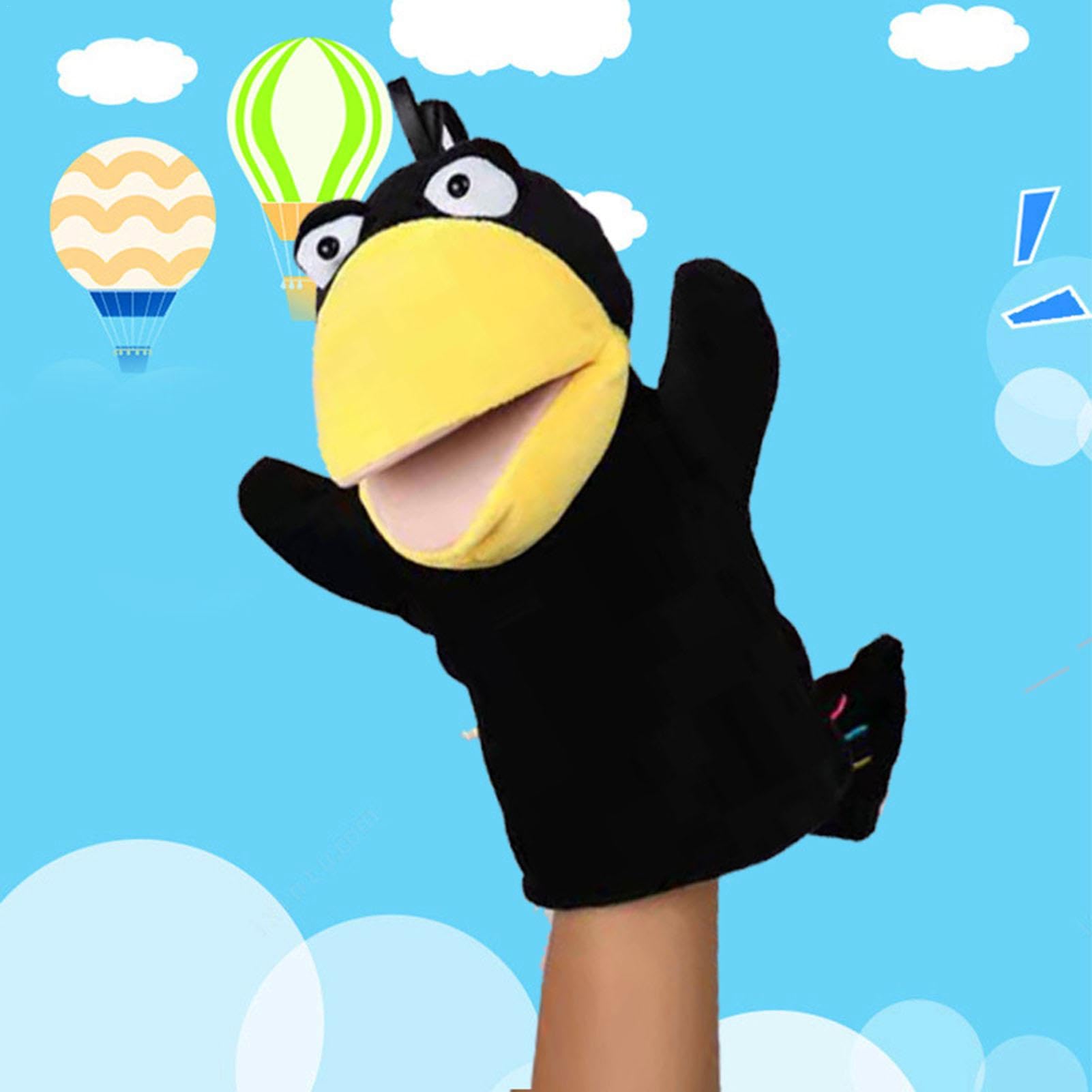 Marionnette Corbeau En Peluche – 25 Cm, Bouche Articulée – Jouet De Théâtre, Cadeau Enfant – Dès 3 Ans