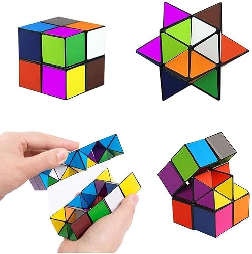 Miniatura 3 de SHONCO - Cubo mágico 2 en 1 cubo infinito 2 en 1 rompecabezas geométrico transformador 3D para aliviar el estrés y la ansiedad cubos mágicos para