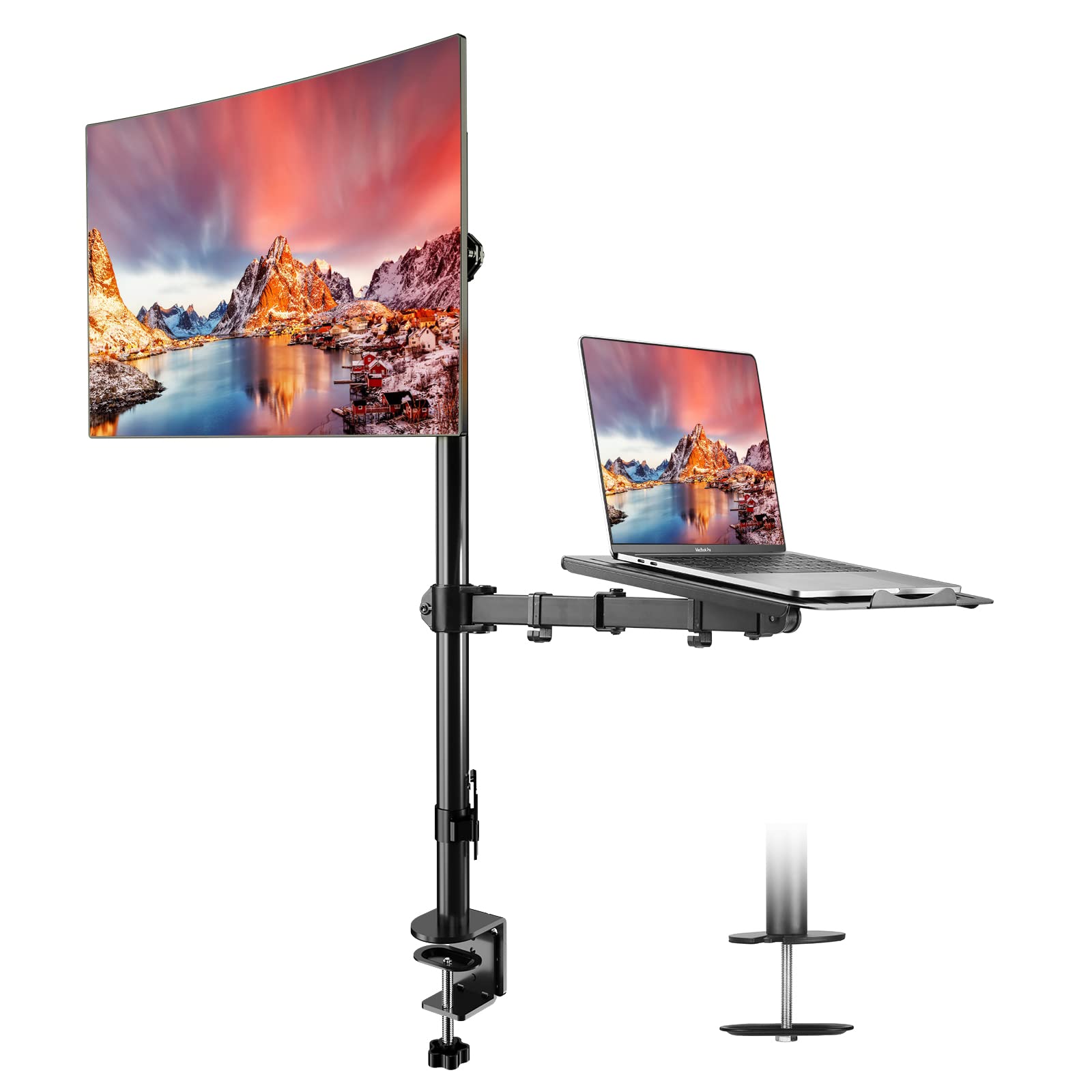 Buy Suptek Monitor Arm with Laptop Tray, Tall Monitor Stand 80cm Pole