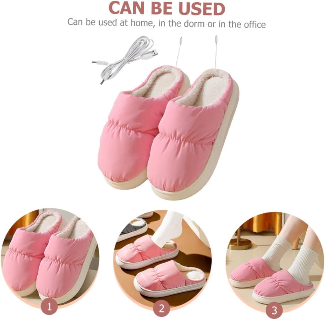 Winter Accessories Foot Warmers Plush Slippers Electric Heated Slippers Portable Heated Shoes Winter