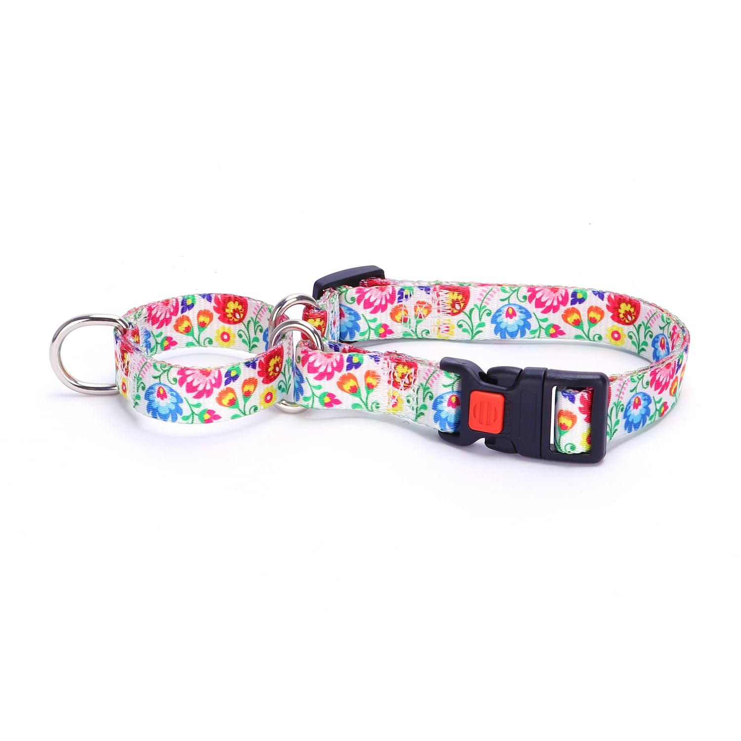 Flowers Martingale Collar for Small Medium Large Dogs?Adjustable Nylon Heavy Duty Dog Collar?Walking Training Boy and Girl Dogs L