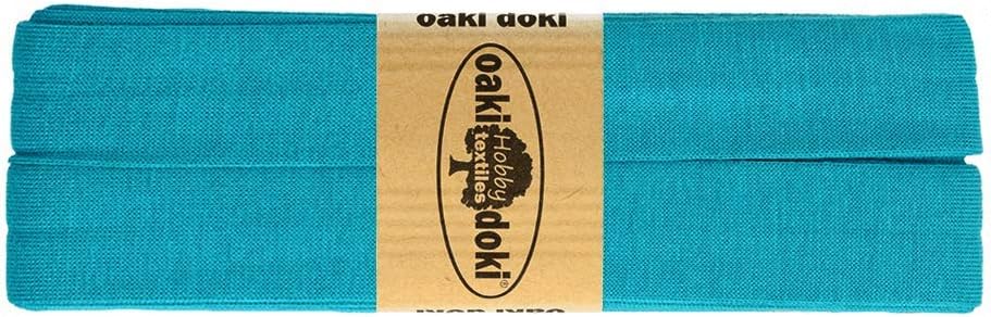 Oaki Doki Plain Jersey Bias Binding Tape 3 m Turquoise Öko-Tex Viscose Jersey – Price is for 1 Piece = 3 Metres
