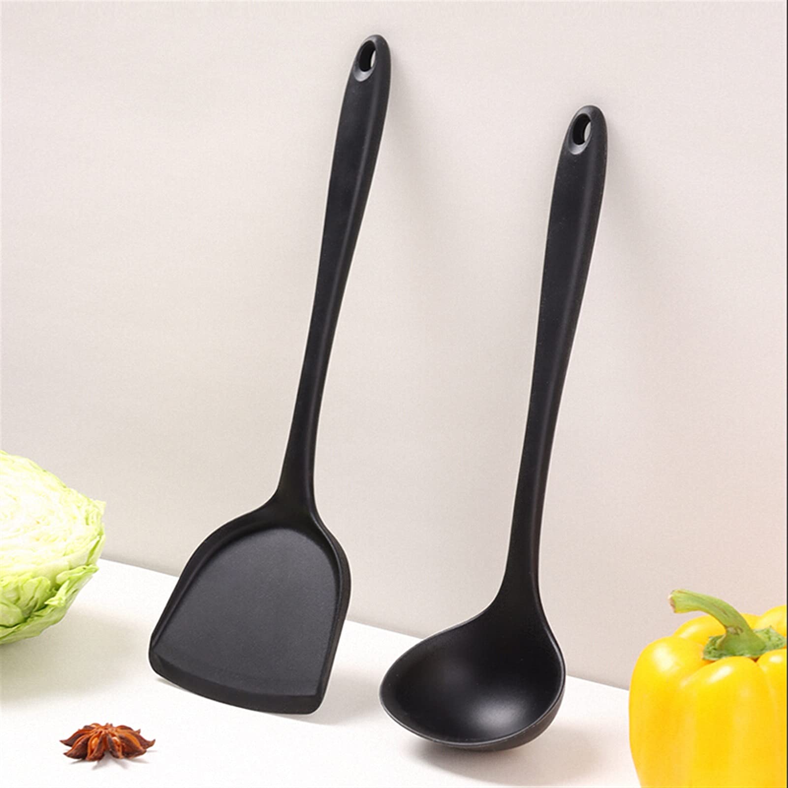 Pfannenwender aus Silikon – ergonomischer Griff, Spatel mit hoher Hitzebeständigkeit zum Kochen und Mischen, Kochspatel