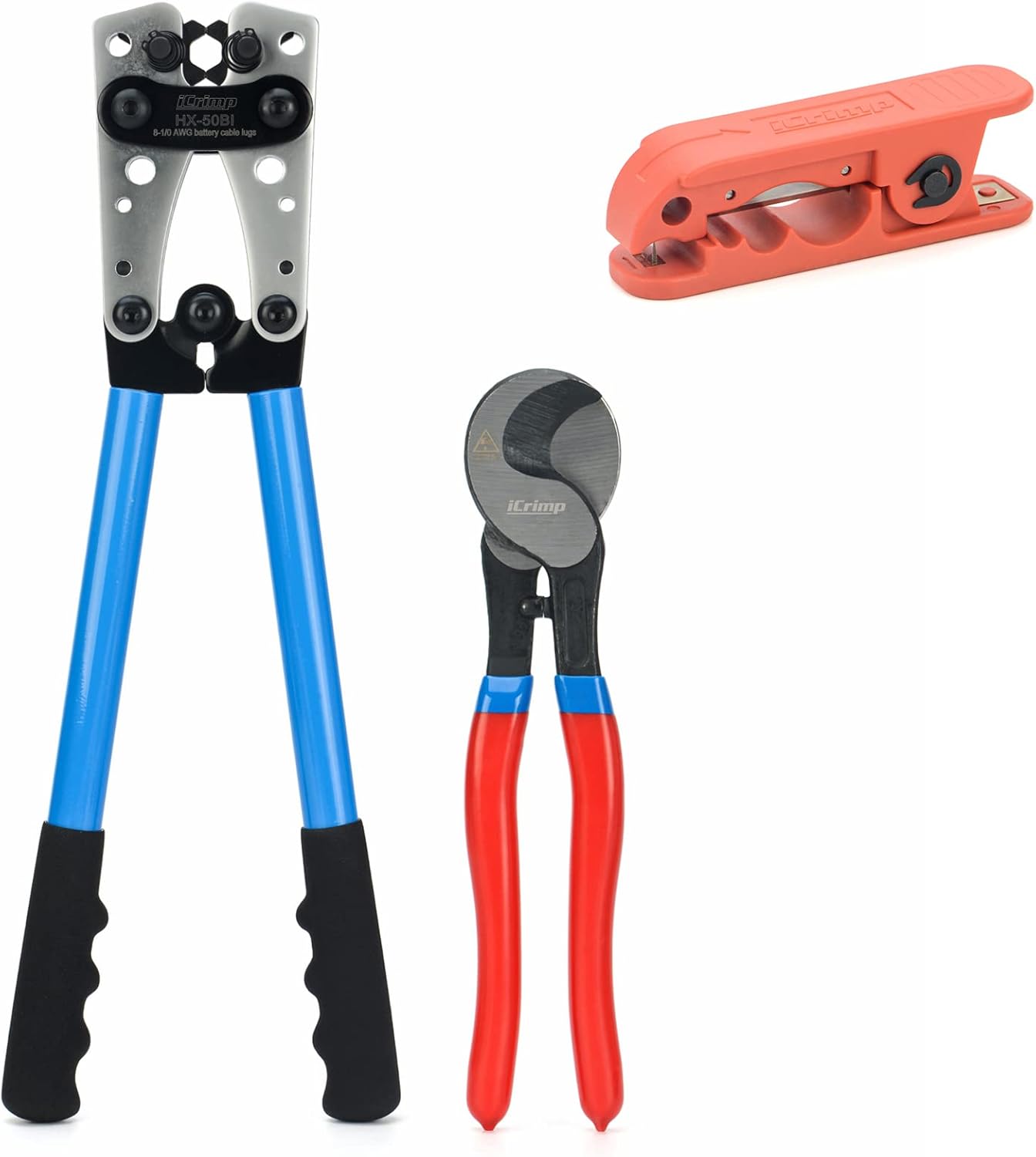 iCrimp Radial Wire Cable Stripper with 2 Extra Blades & Battery Cable Lug Crimping Tool