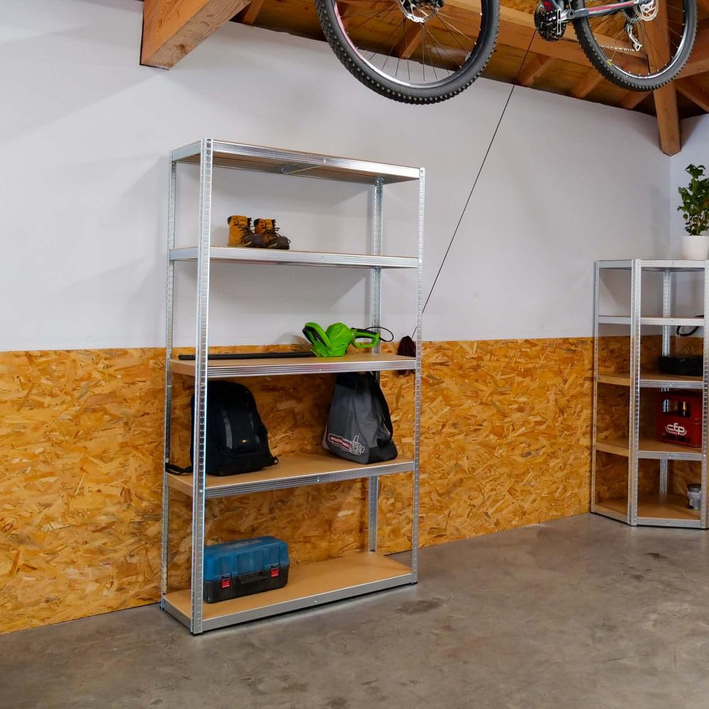 Étagère métal XXL grand modèle - Hauteur 2M20 Largeur 1m20 - charges très lourdes - 5 plateaux - 1325 Kg - Garantie 2 ans