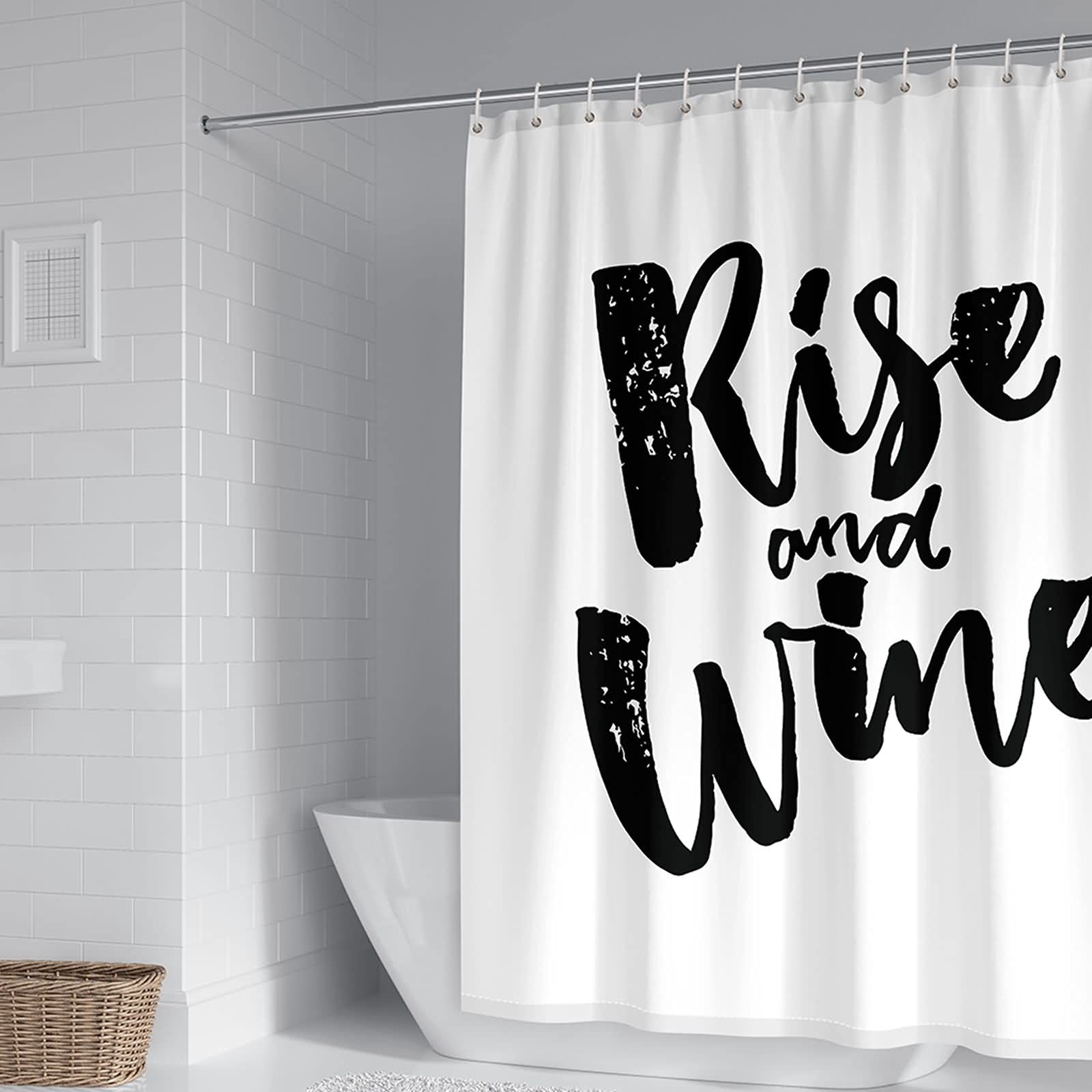 Rideau de douche 180x200 noir et blanc pour salle de bain tendance
