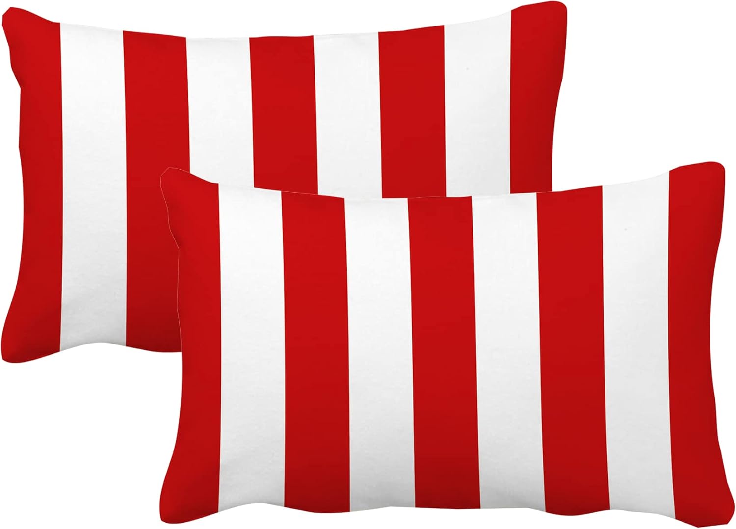 Leaveland Red and White Stripe Set of 2 12x20 Inch Cotton Polyester Throw Pillow Cover Decorative Soft Lumbar Cushion Case Slipcover Fall Autumn Winter Christmas Home Decor Sofa Accent Pillowcase Sham