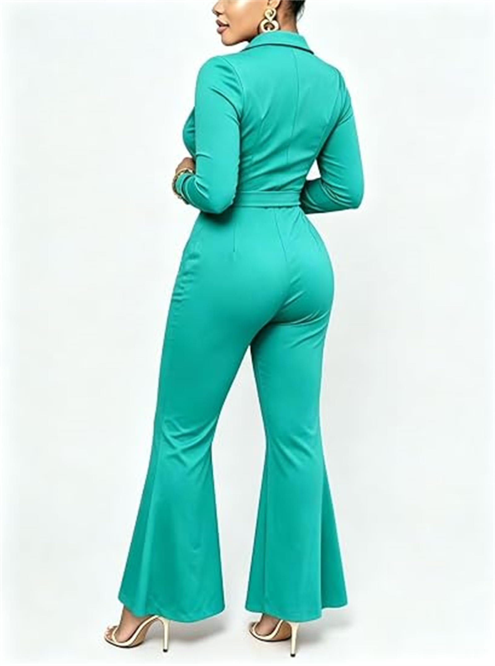 Pantalon pour Femmes Combinaison Sexy habillée à col Pantalon Large Combinaison décontractée Tenue d'affaires Sortie Nocturne Salopette