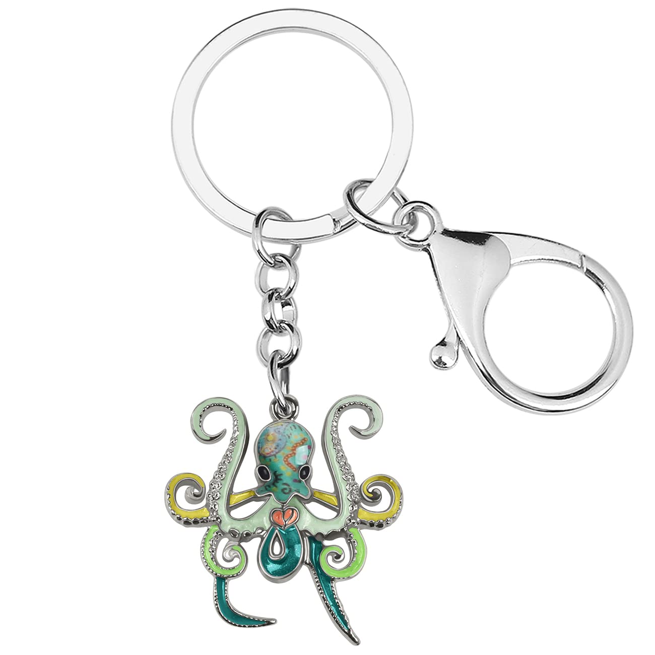 Enamel Alloy Cute Octopus Keychain Ocean Keyrings For Women Girls Bag Wallet Charms Gifts