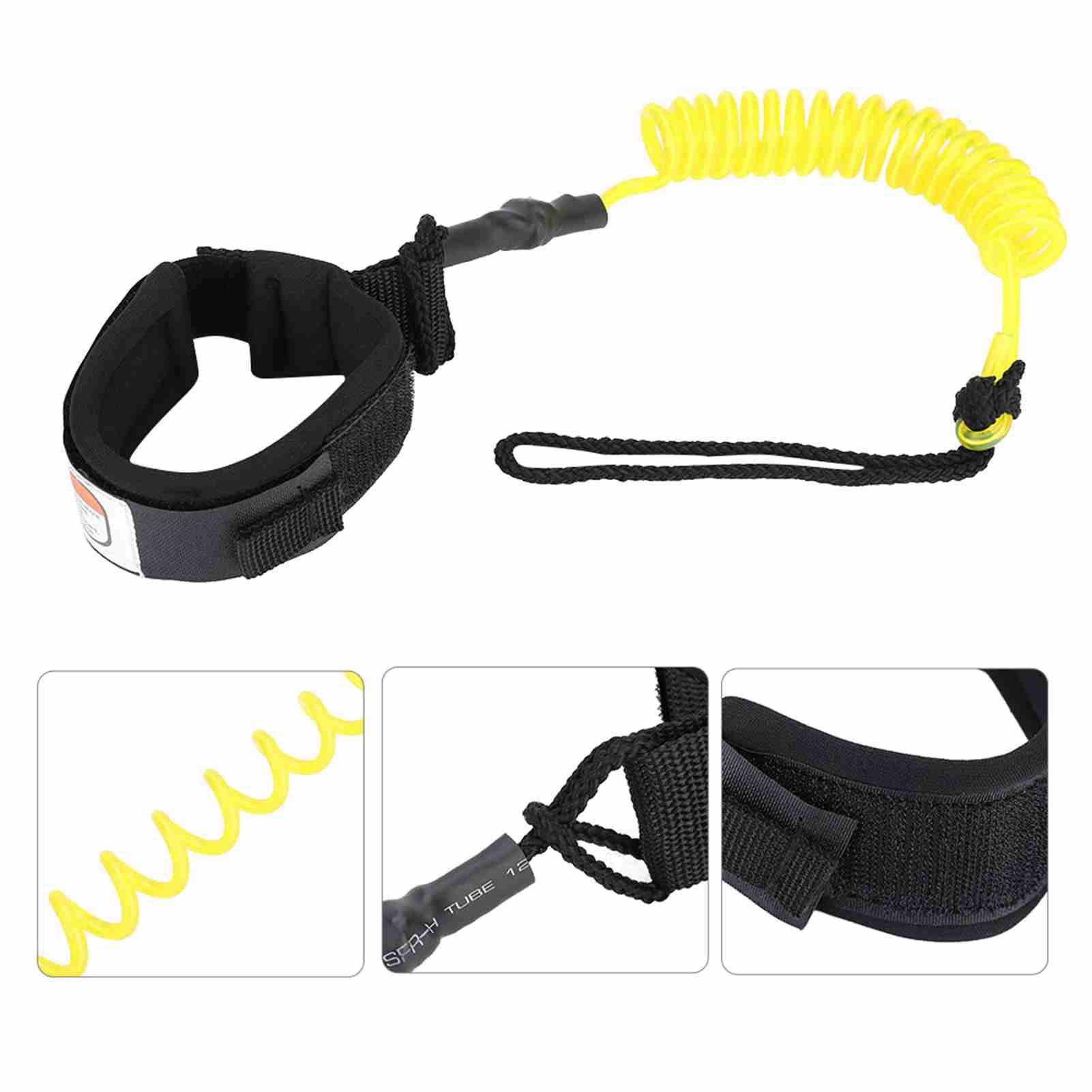 Planche de Surf Laisse Stand up Paddle Board enroulé Printemps Laisse Jambe Pied Corde Surf Laisse 5mm(Jaune),braceletde Maintien pour Planche Surf