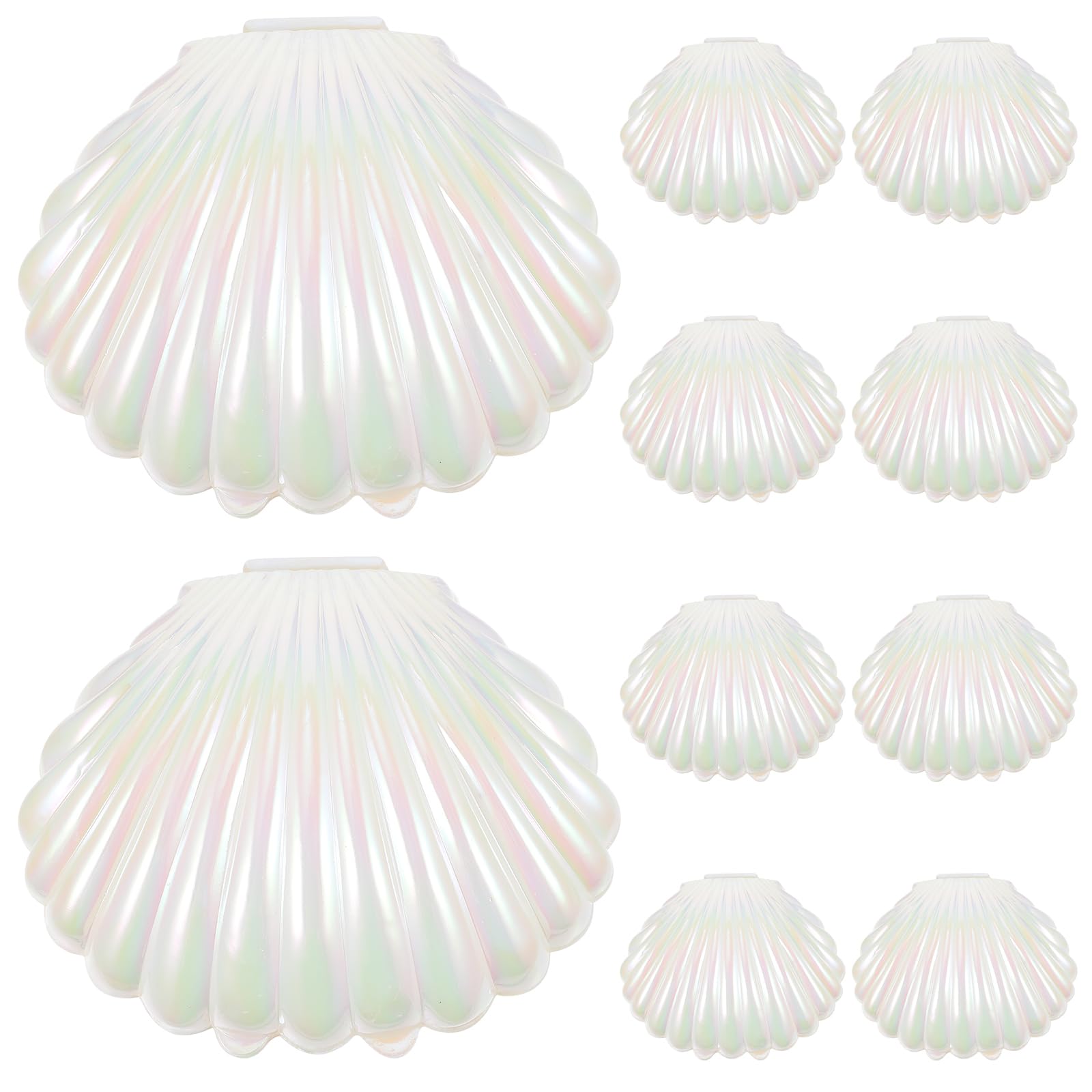 10 Muschel-Süßigkeitenboxen Aus Kunststoff – Himmelblau, 9,1x7,7x4,5 Cm, Für Party-Geschenke