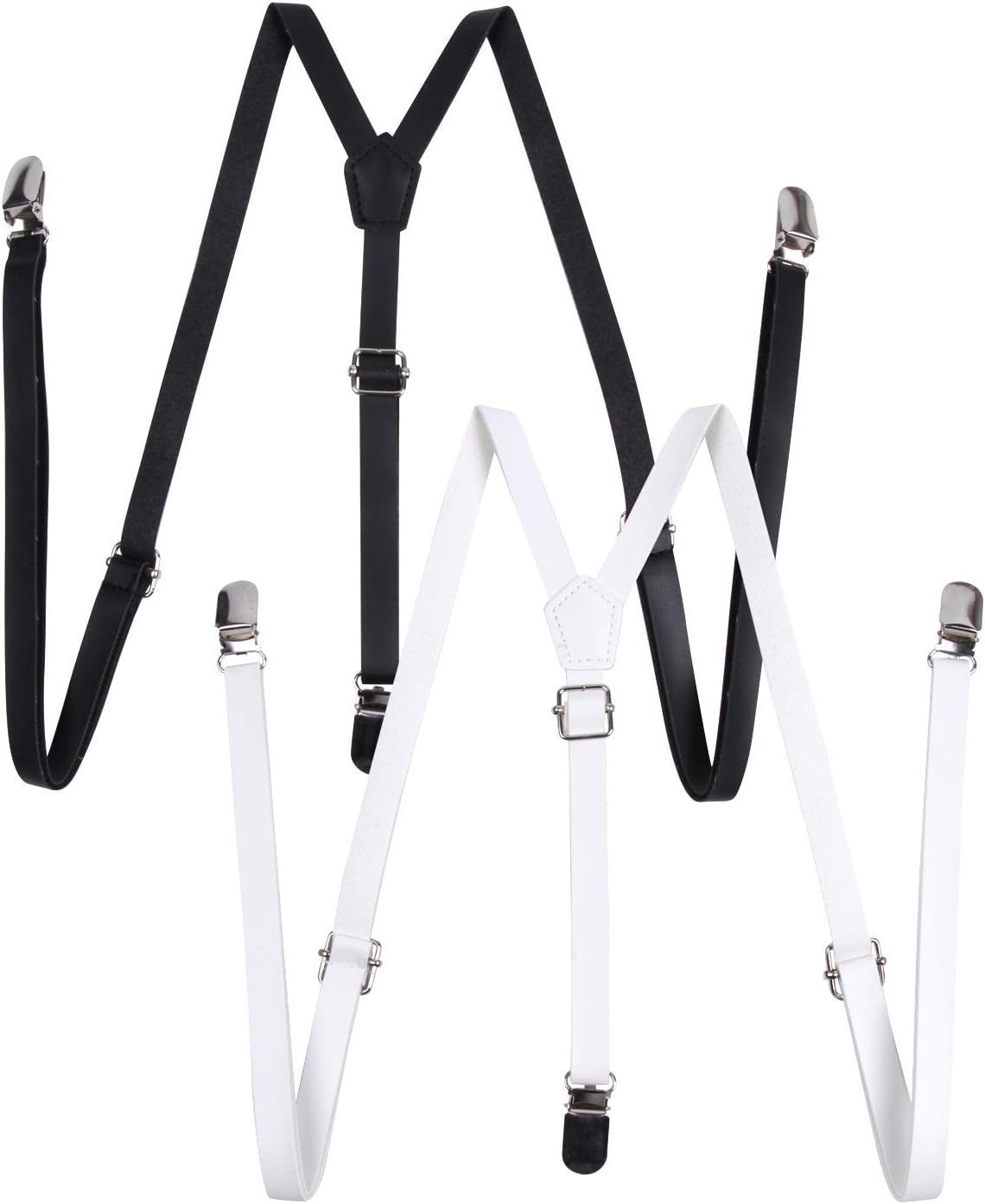 ICObuty Y Back Convertible Suspenders 1/2 Inch Men's Microfiber Leather Trigger Snap Suspenders