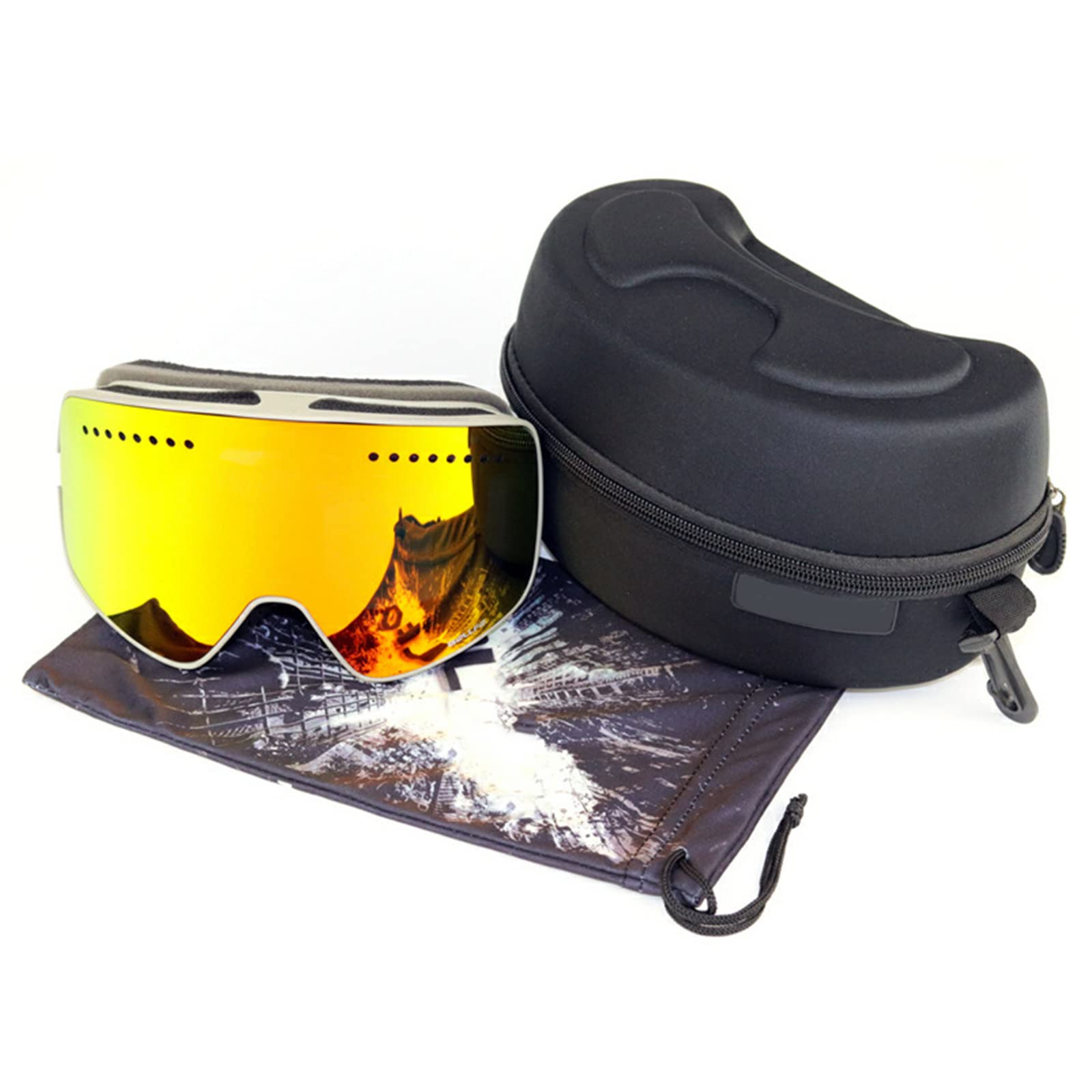 Masque de Ski pour Homme et Femme - Anti-buée sur - Lunettes de Ski avec Magnet écran Amovible,Rouge