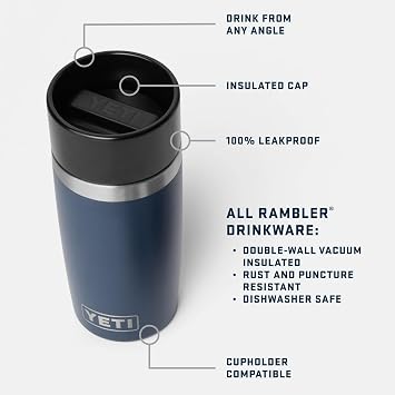 YETI Rambler 8 oz Travel Bottle, Stainless Steel, Vacuum Insulated with Leakproof Commuter Cap, Black