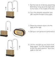 Vista 5 de Candado de combinación de 4 dígitos, candado de combinación resistente con grillete de 2.5 pulgadas de largo, candado impermeable al aire libre