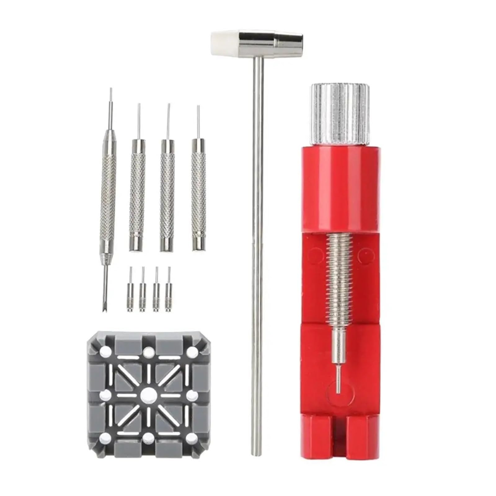 MIUYTRN 11-teiliges Reparaturwerkzeug-Set for Uhrenarmbänder, inklusive Gliederentferner, Stiften, Federstegen und Hammer cuicui