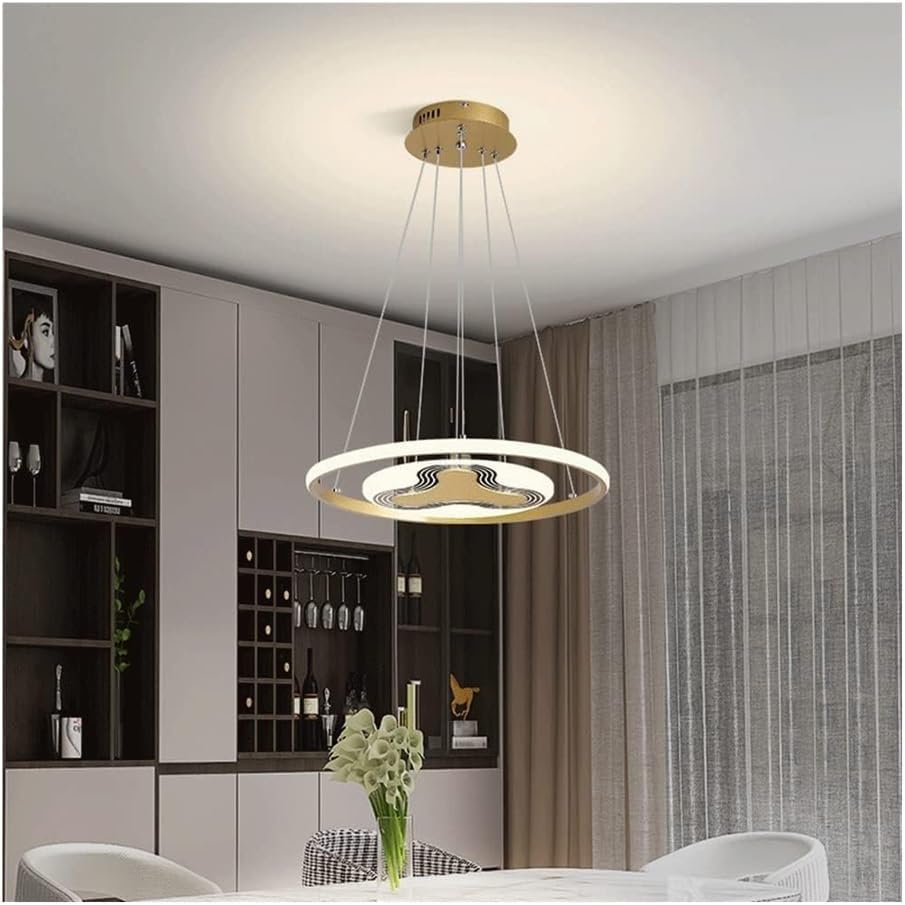 Lustre LED rond à intensité variable suspension or 32W