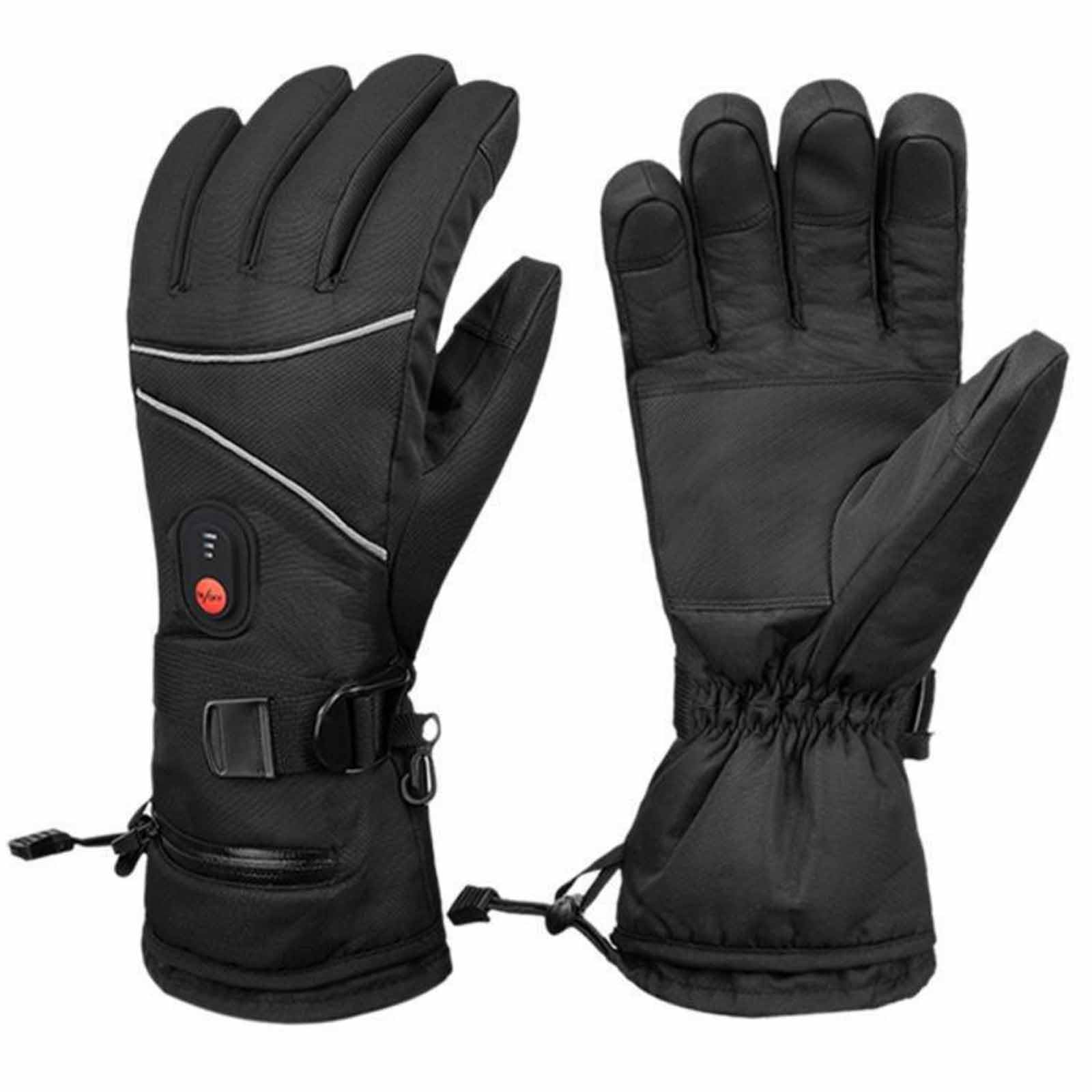 Guantes térmicos para hombre con batería recargable de 4000 mAh, guantes de invierno de calentamiento eléctrico para esquí, dedos compatibles con pantalla táctil, 3 niveles de calor, calefacción