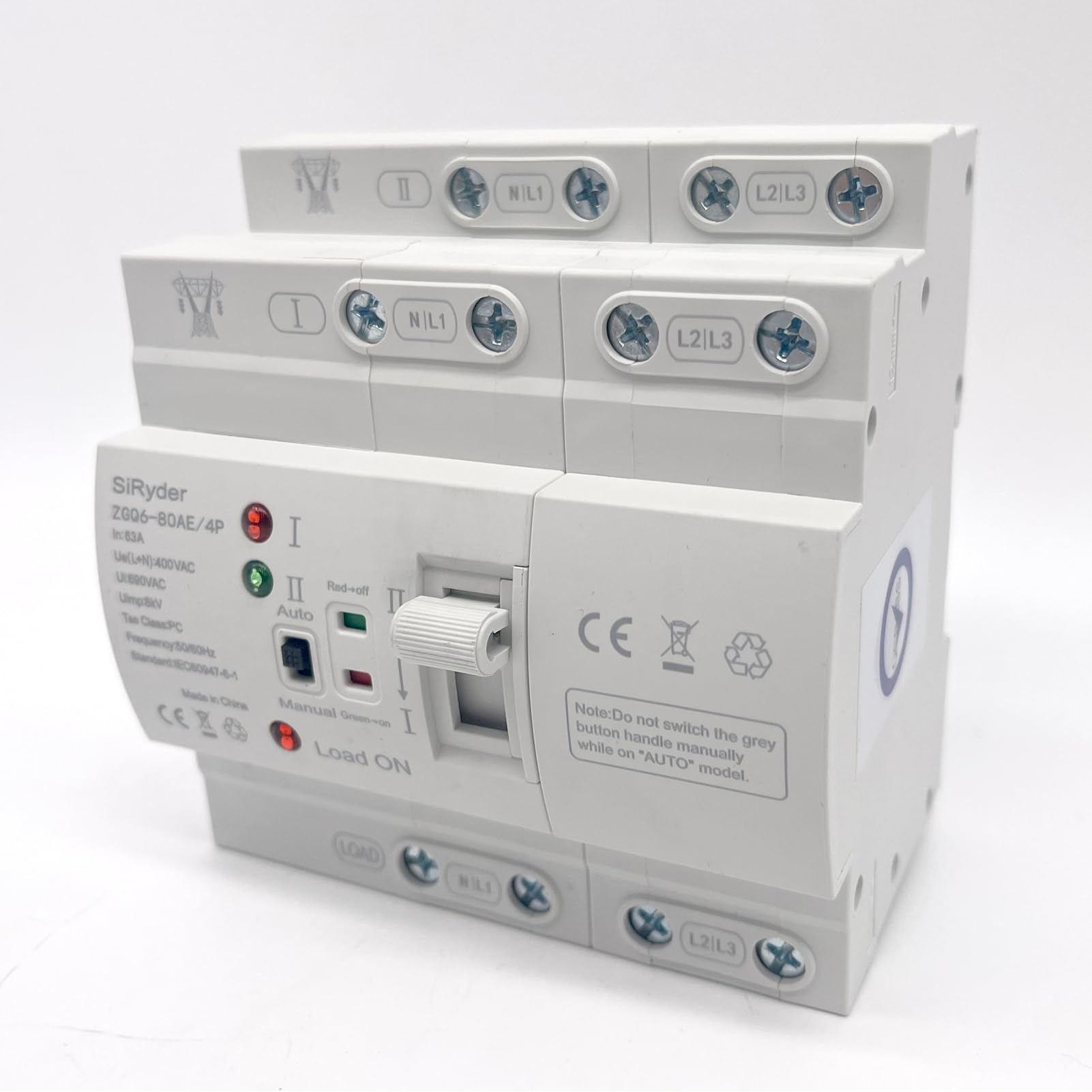 Automatischer Transferschalter 220V DIN Schiene 4P 63A ATS Dual Power Notstrom Umschalter