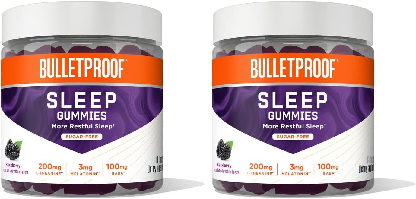 Bulletproof Sugar-Free BlackBerry Flavor Sleep Gummies, 60 Count, Keto Supplement for Sleep Support (Pack of 2)