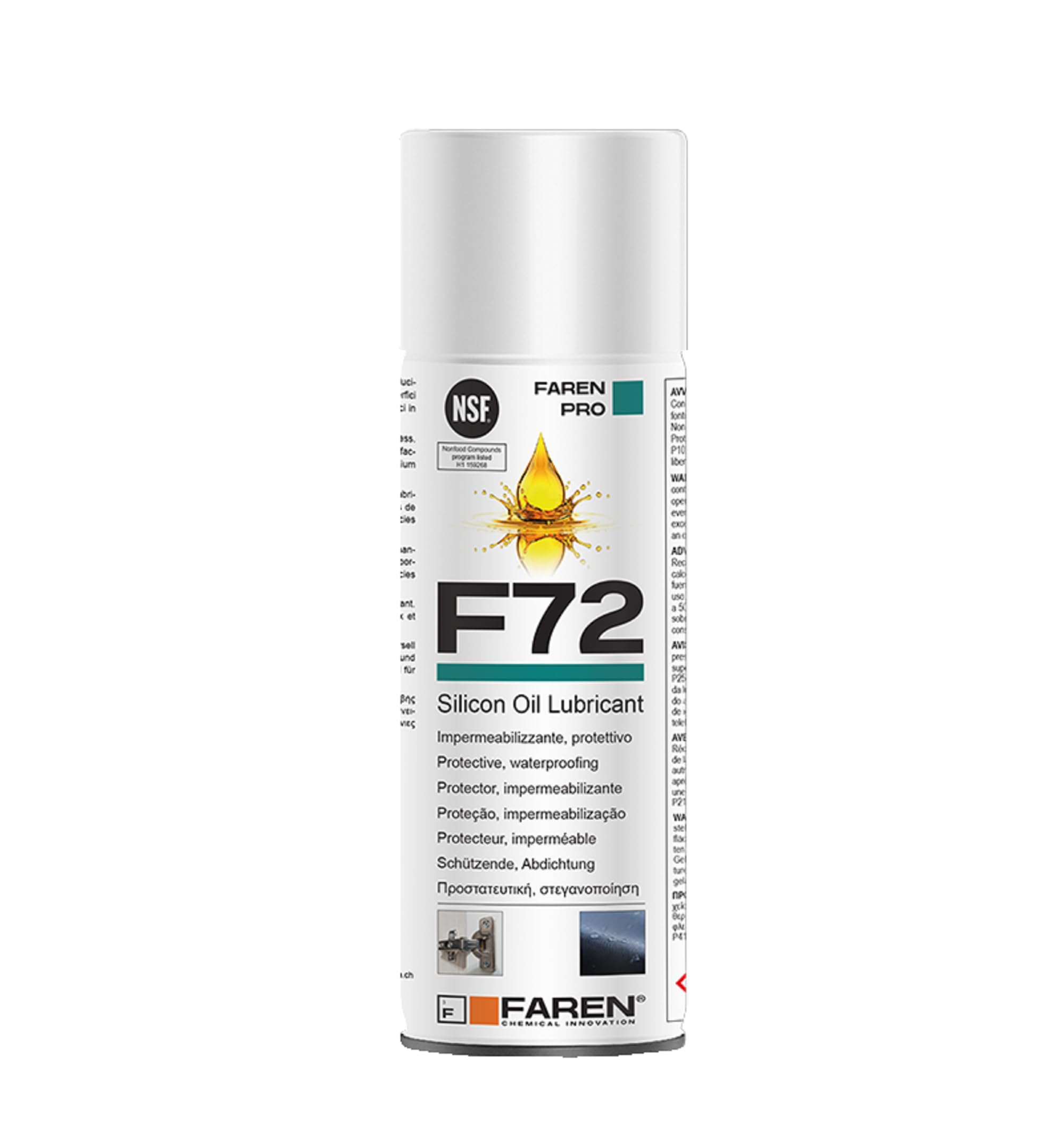 F72 Silicone Oil Spray, Silicone Lubricant, Waterproof Protection, Water Repellent, Polish for Food Industries and Treadmill, Antioxidant for Metals, 400 ml
